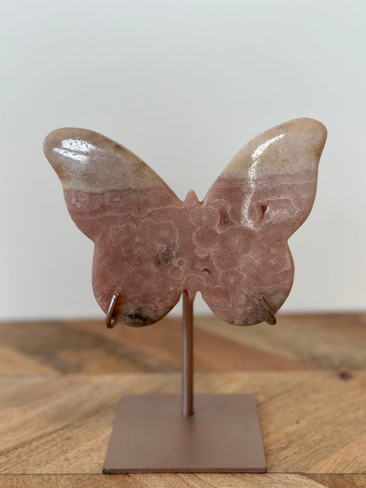 Pink amethyst butterfly on stand