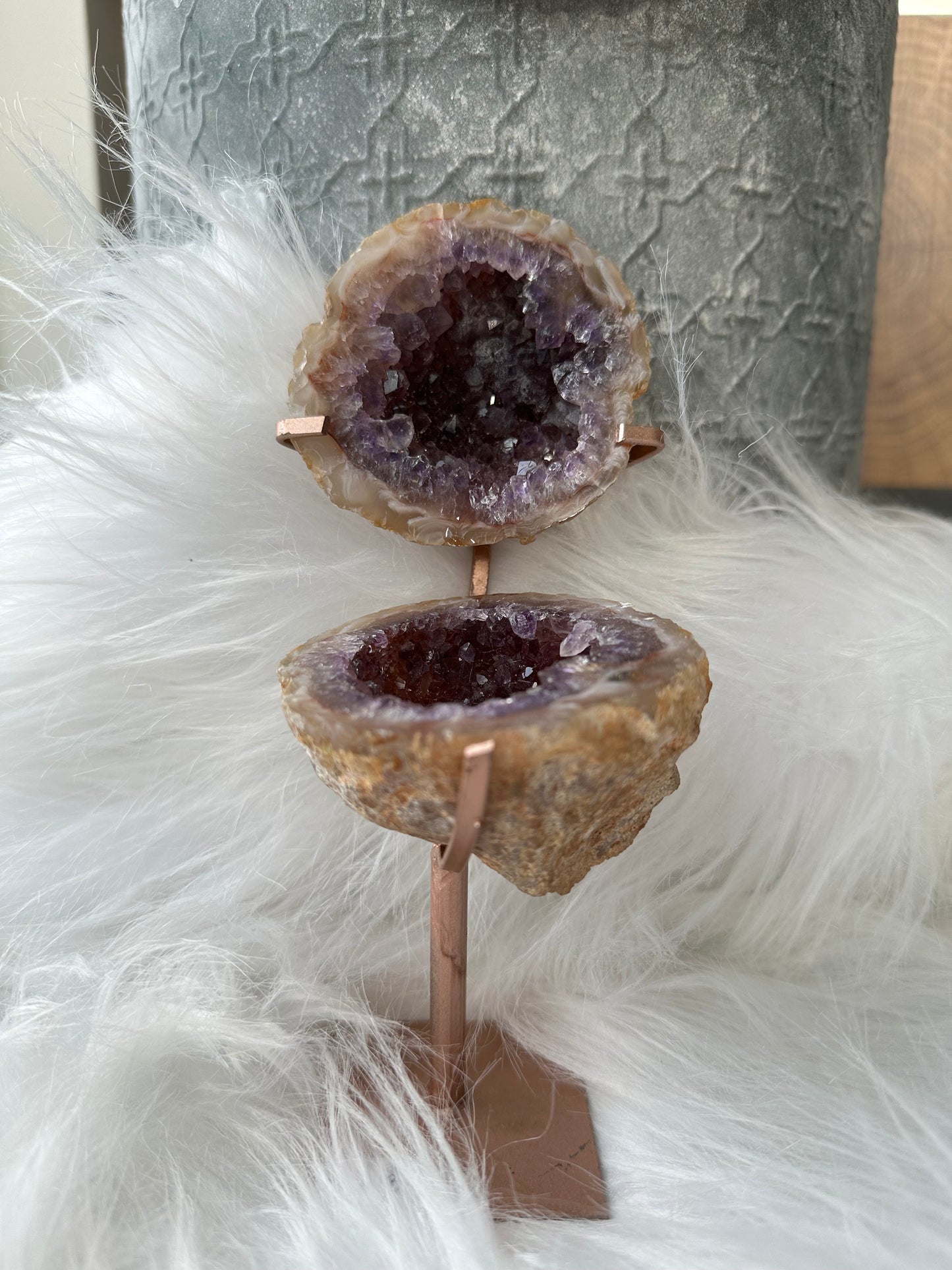 Agate geode with amethyst jewelry box