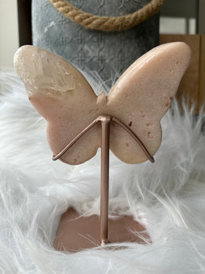 Pink amethyst butterfly on stand