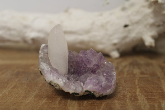 Amethyst with calcite point geode
