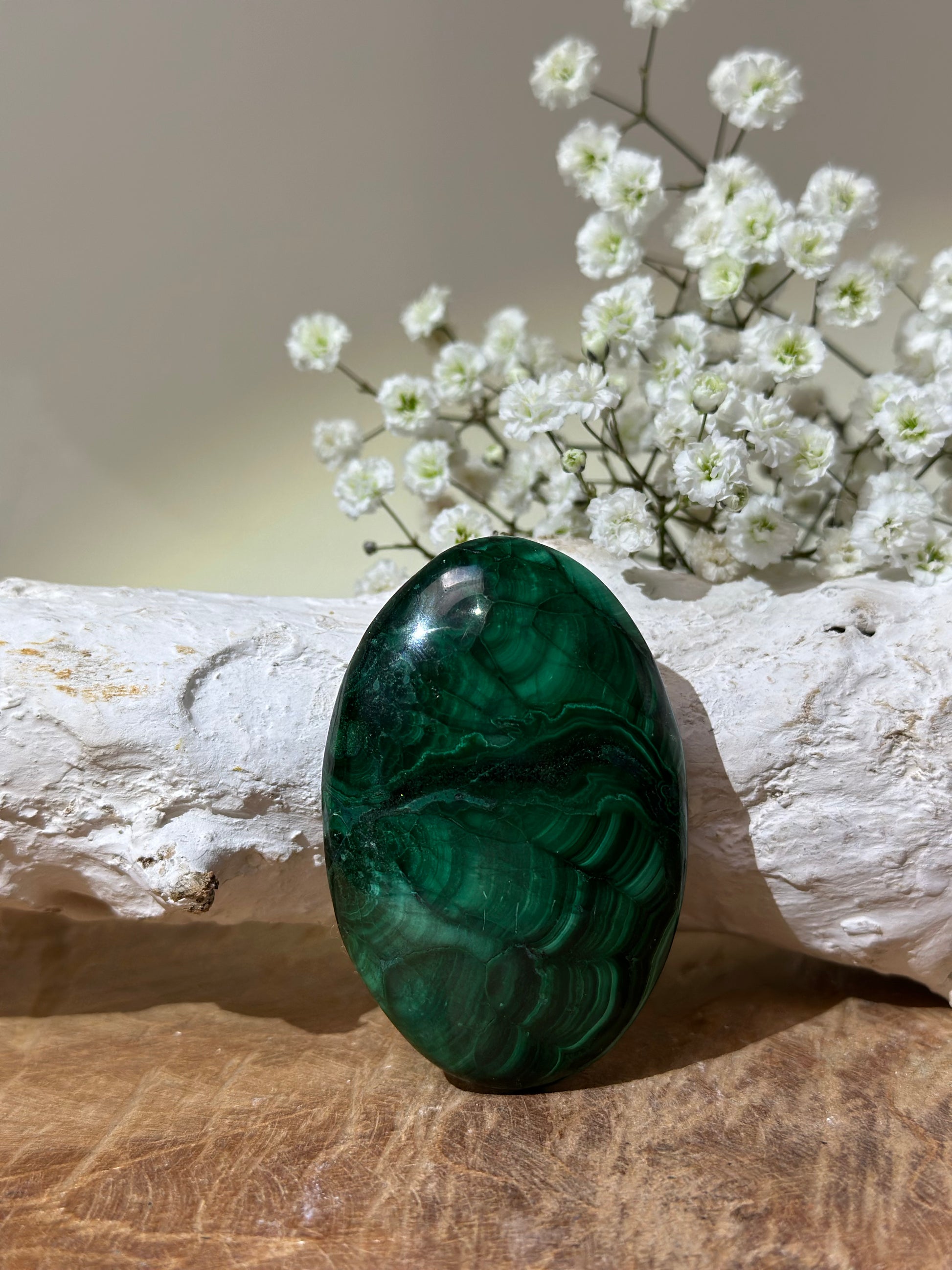 Malachiet palmsteen A+ kwaliteit - Gemstone Dreams