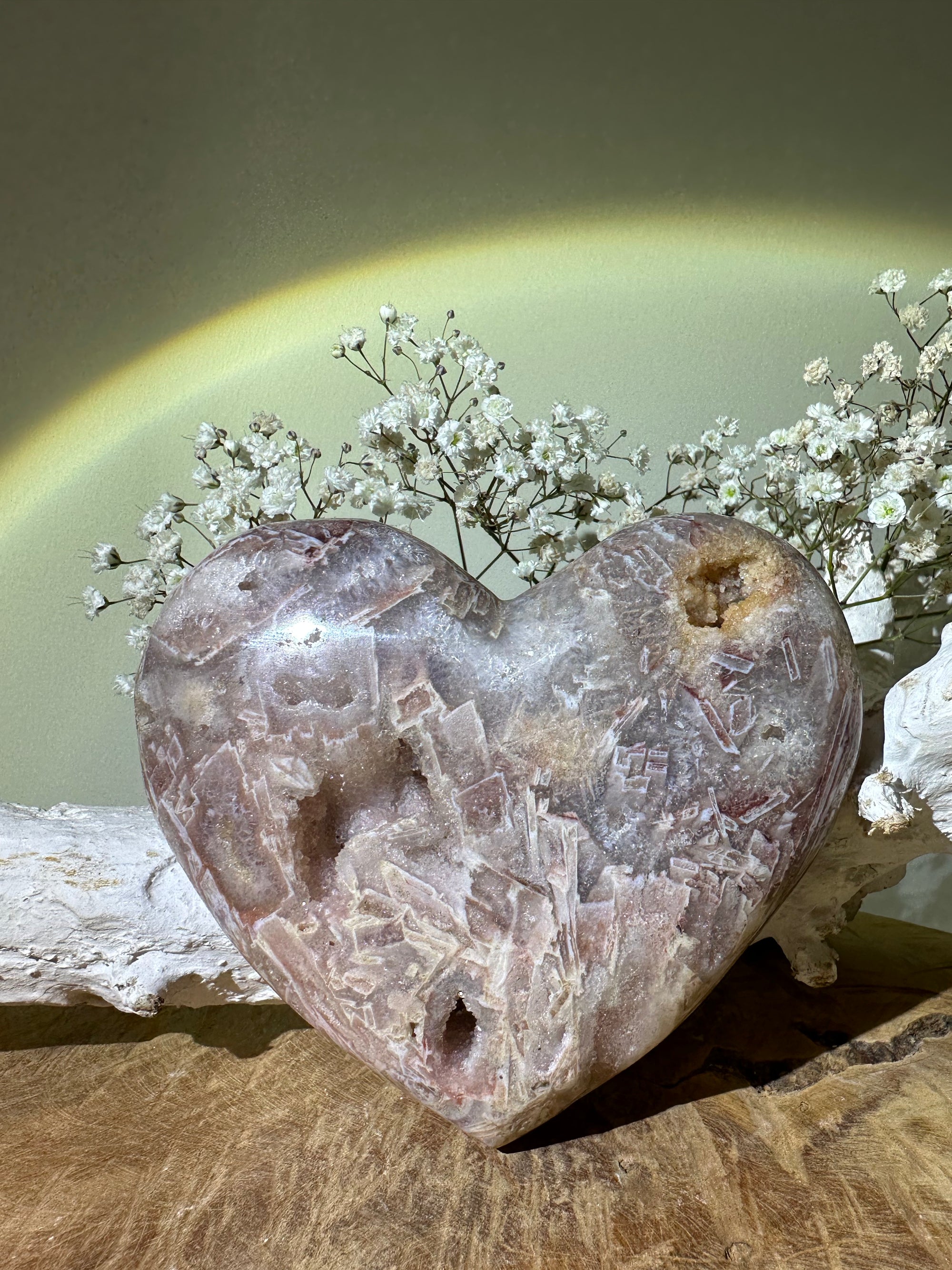 Roze amethist hart XL - Gemstone Dreams