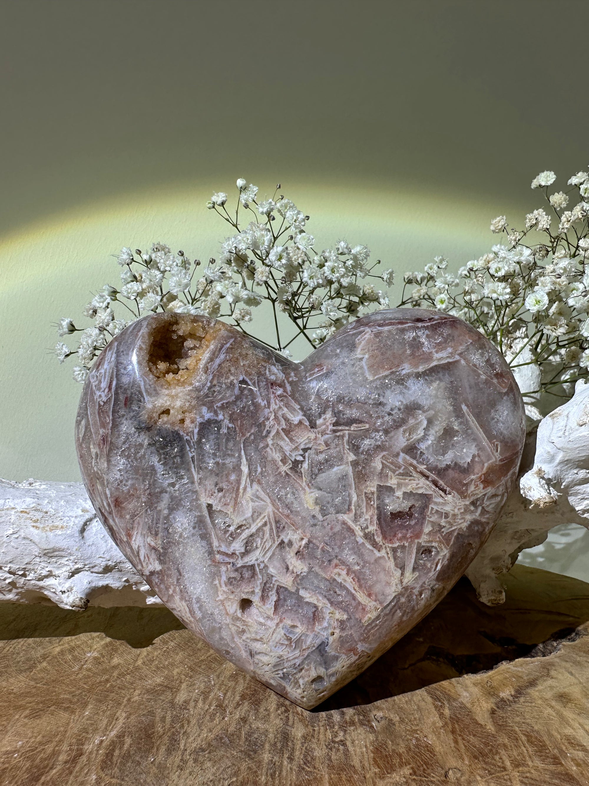 Roze amethist hart XL - Gemstone Dreams