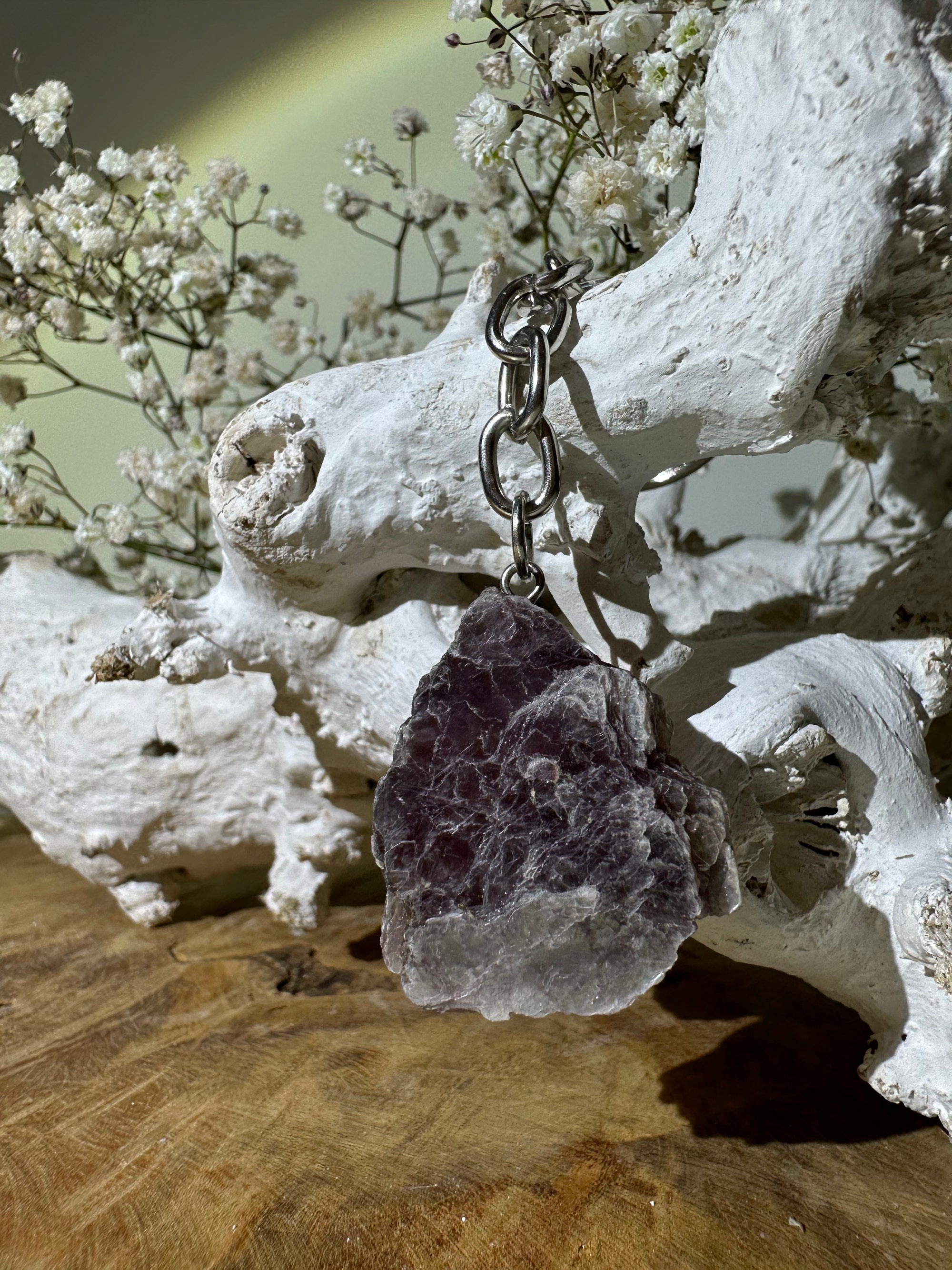 Lepidoliet ruw sleutelhanger - Gemstone Dreams