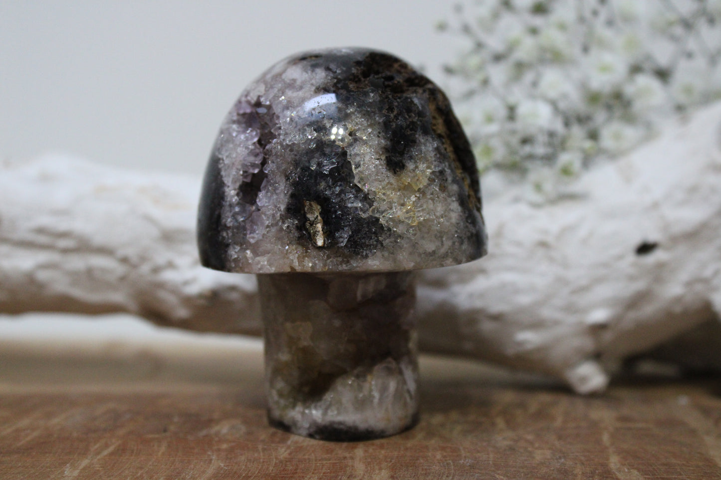 Agaat met amethist paddenstoel - Gemstone Dreams