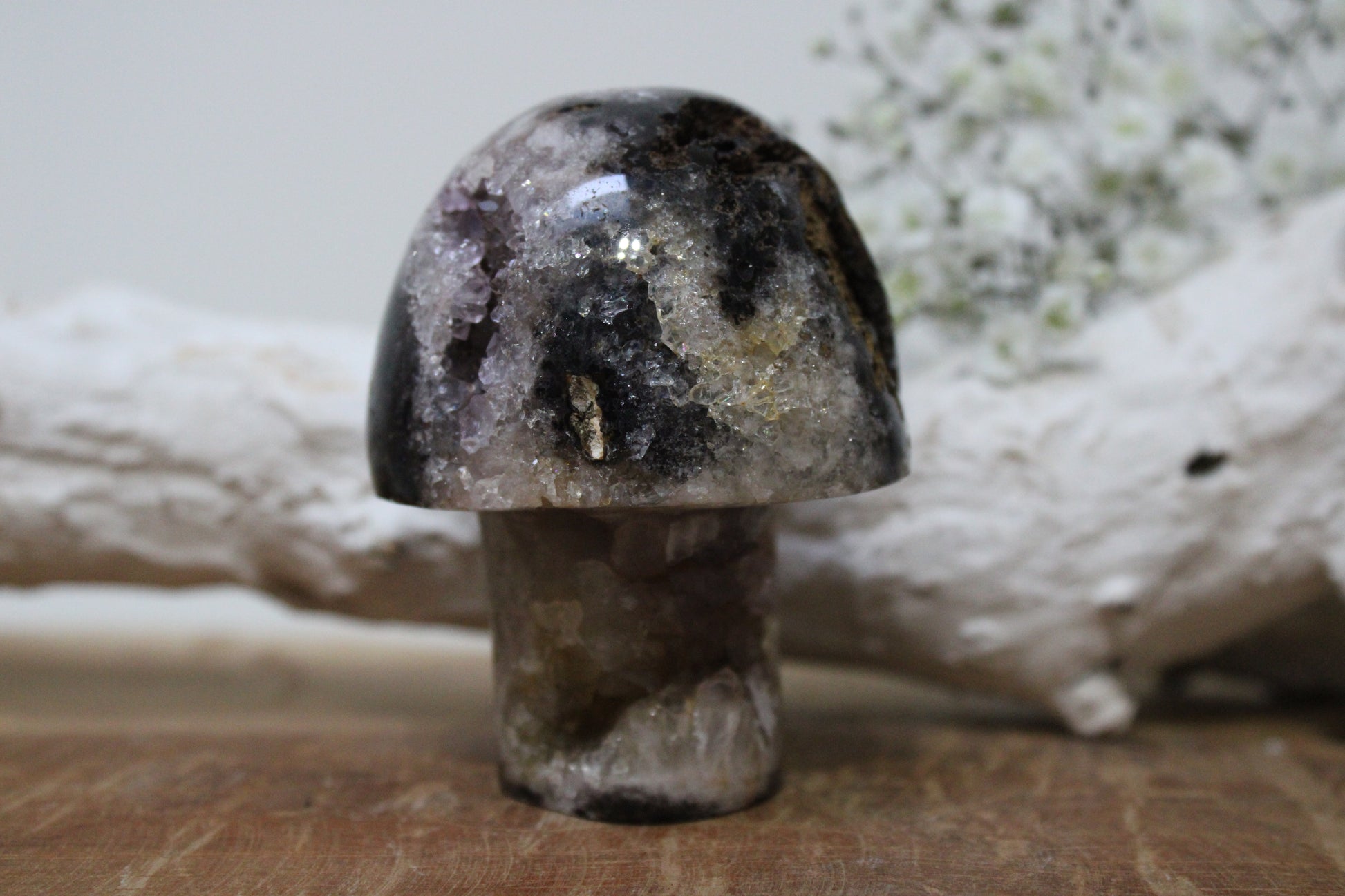 Agaat met amethist paddenstoel - Gemstone Dreams