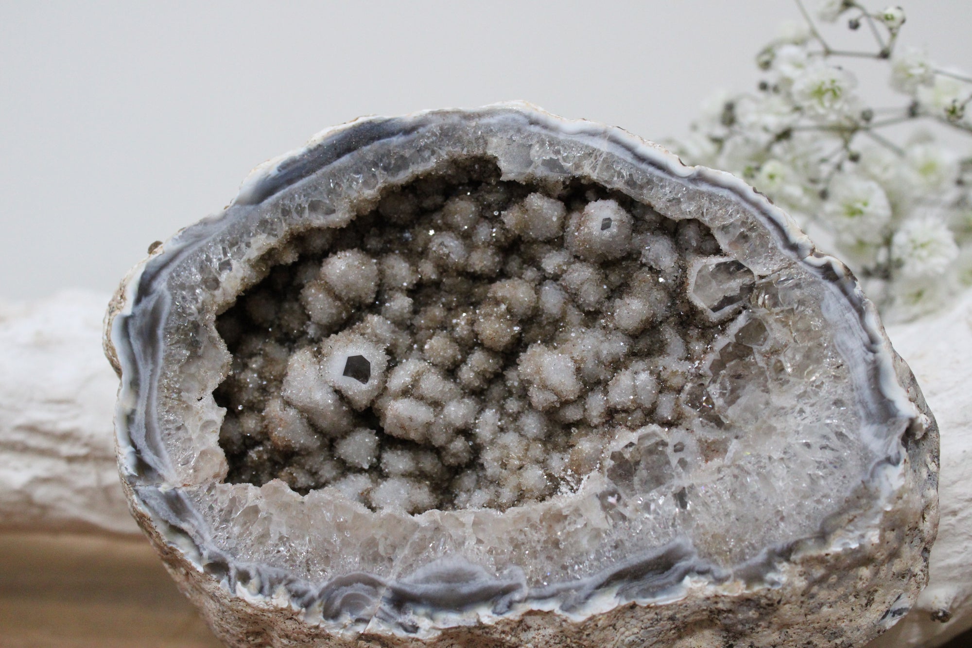 Amethist stalactiet agaatgeode - Gemstone Dreams