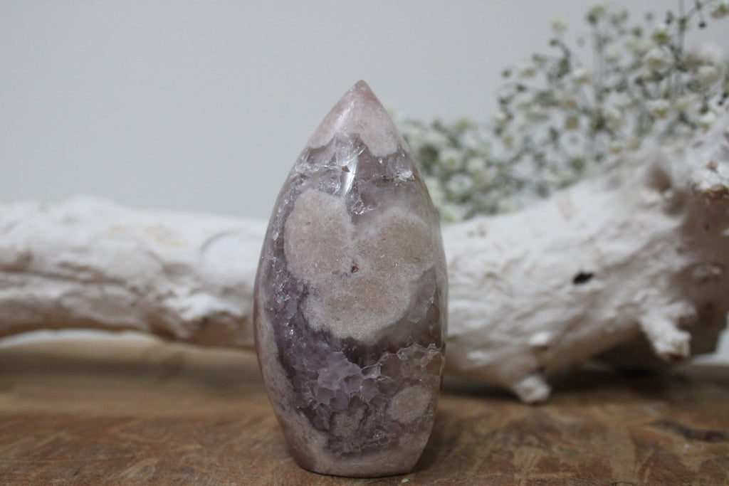 Roze amethist met bloemagaat vlam - Gemstone Dreams