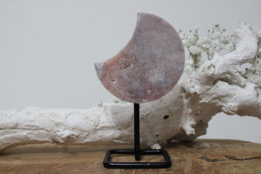 Roze amethist maan op standaard - Gemstone Dreams