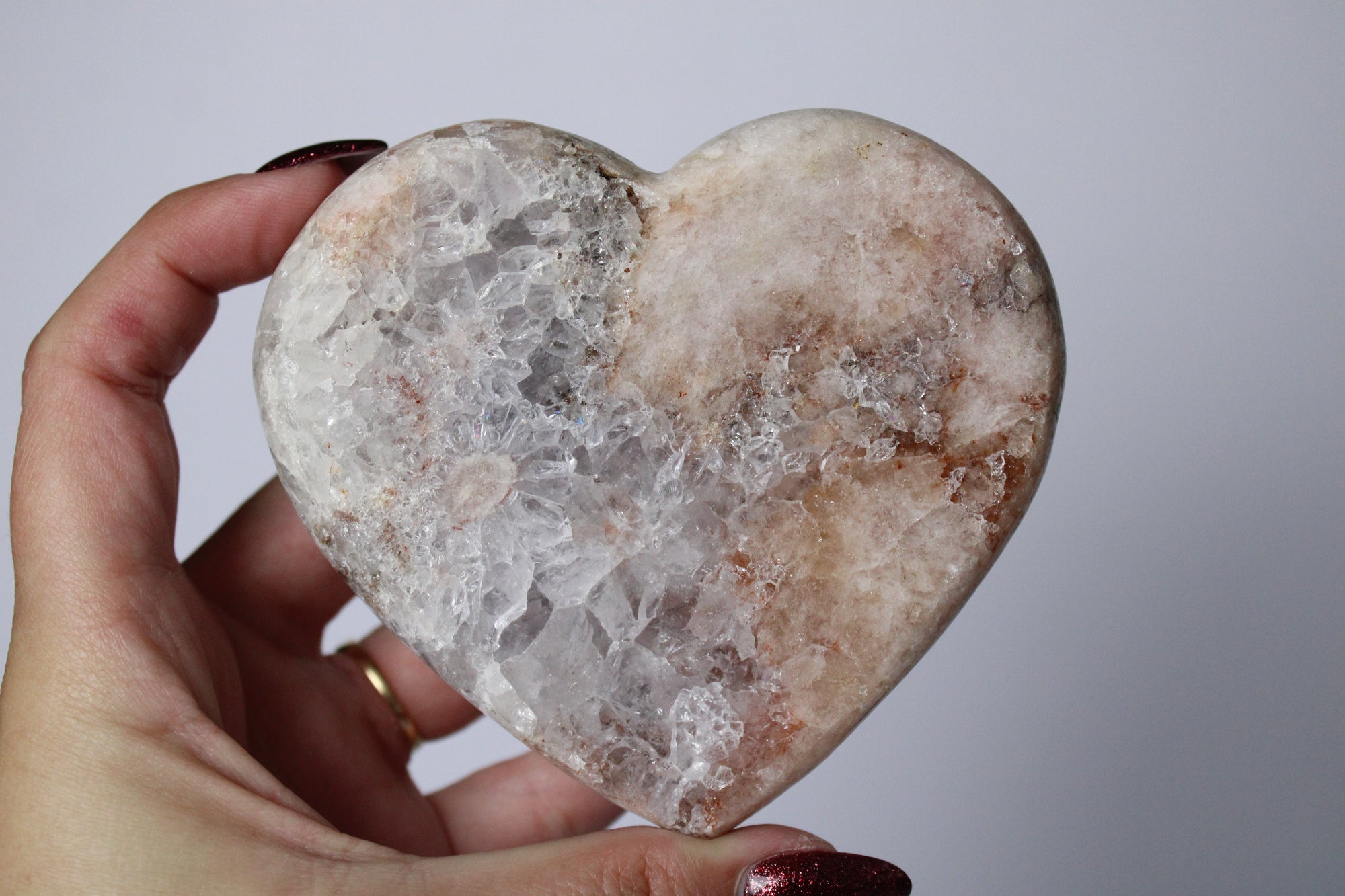 Roze amethist hart inclusief standaard - Gemstone Dreams
