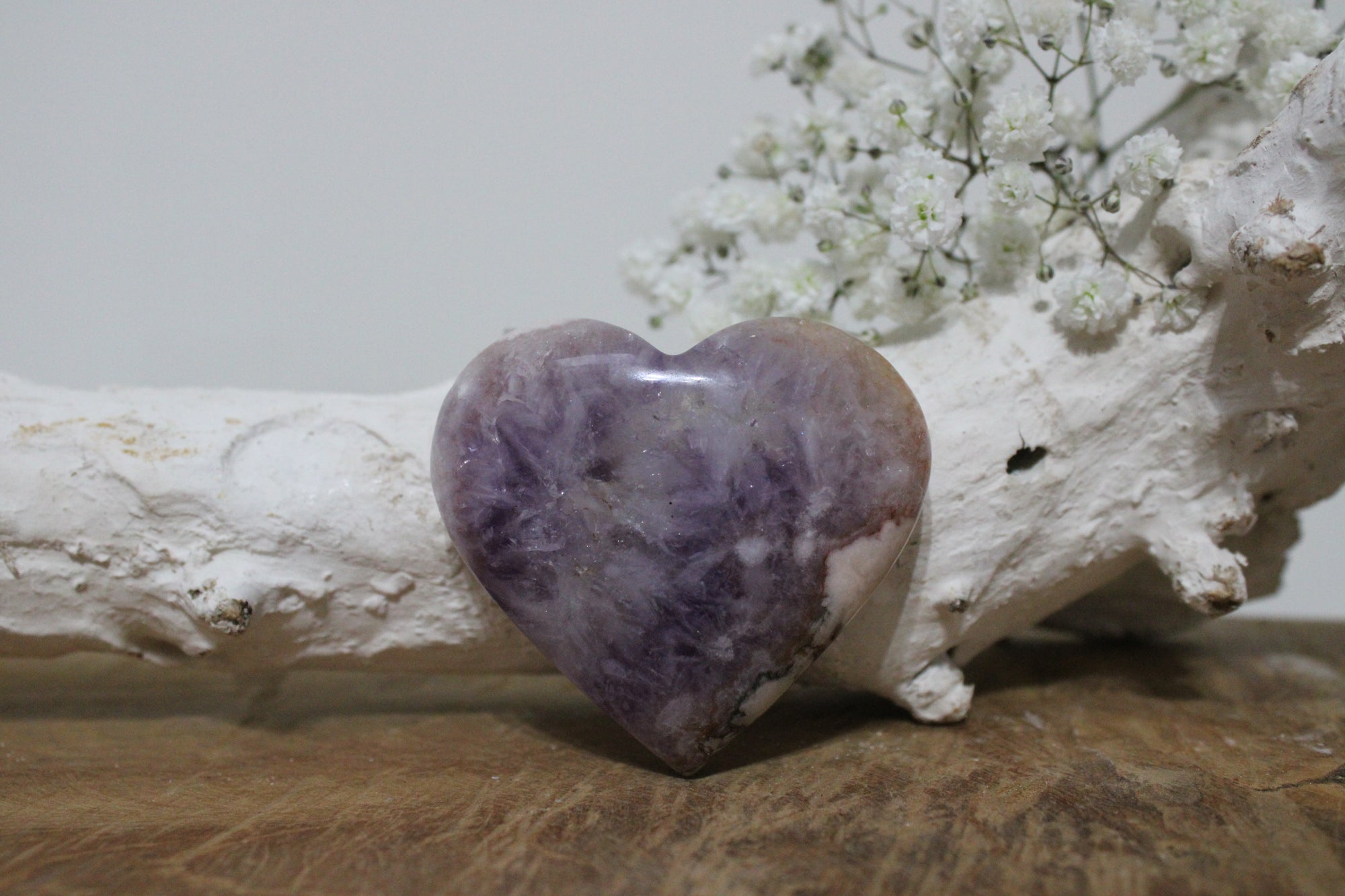 Amethist met bloemagaat hart - Gemstone Dreams