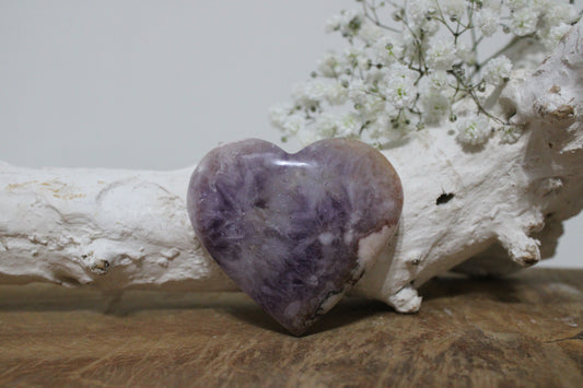 Amethist met bloemagaat hart - Gemstone Dreams