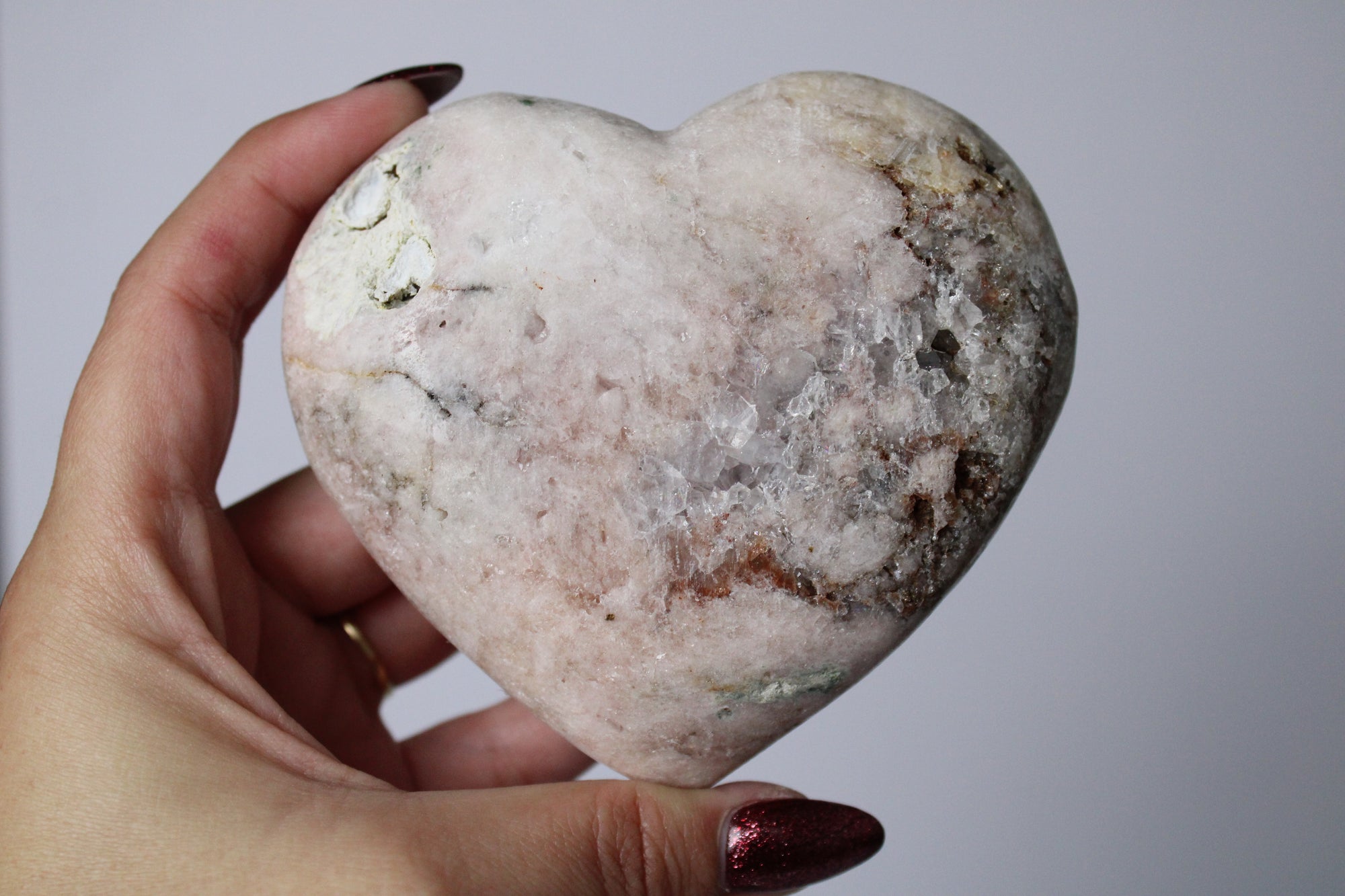 Roze amethist hart inclusief standaard - Gemstone Dreams