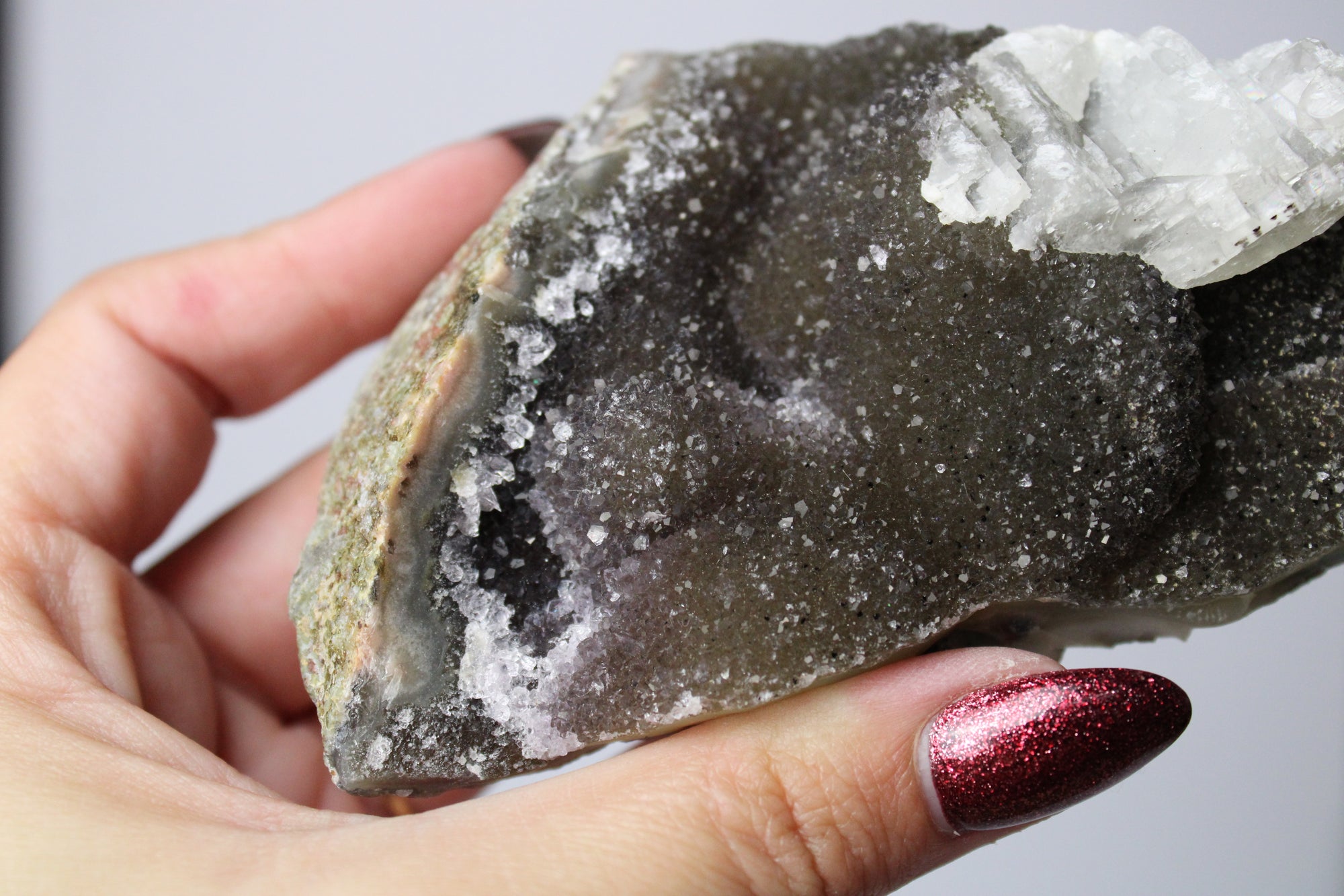 Regenboog amethist groen/paars cluster - Gemstone Dreams