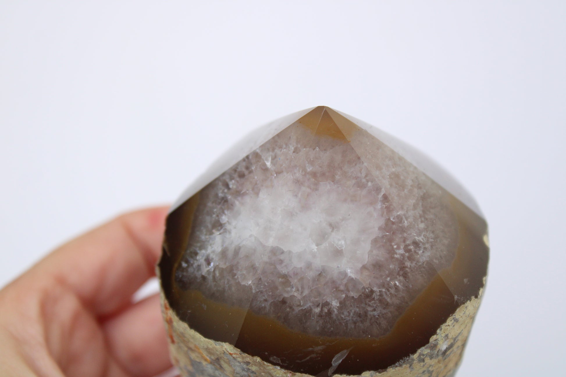 Agaat met amethist top polish - Gemstone Dreams