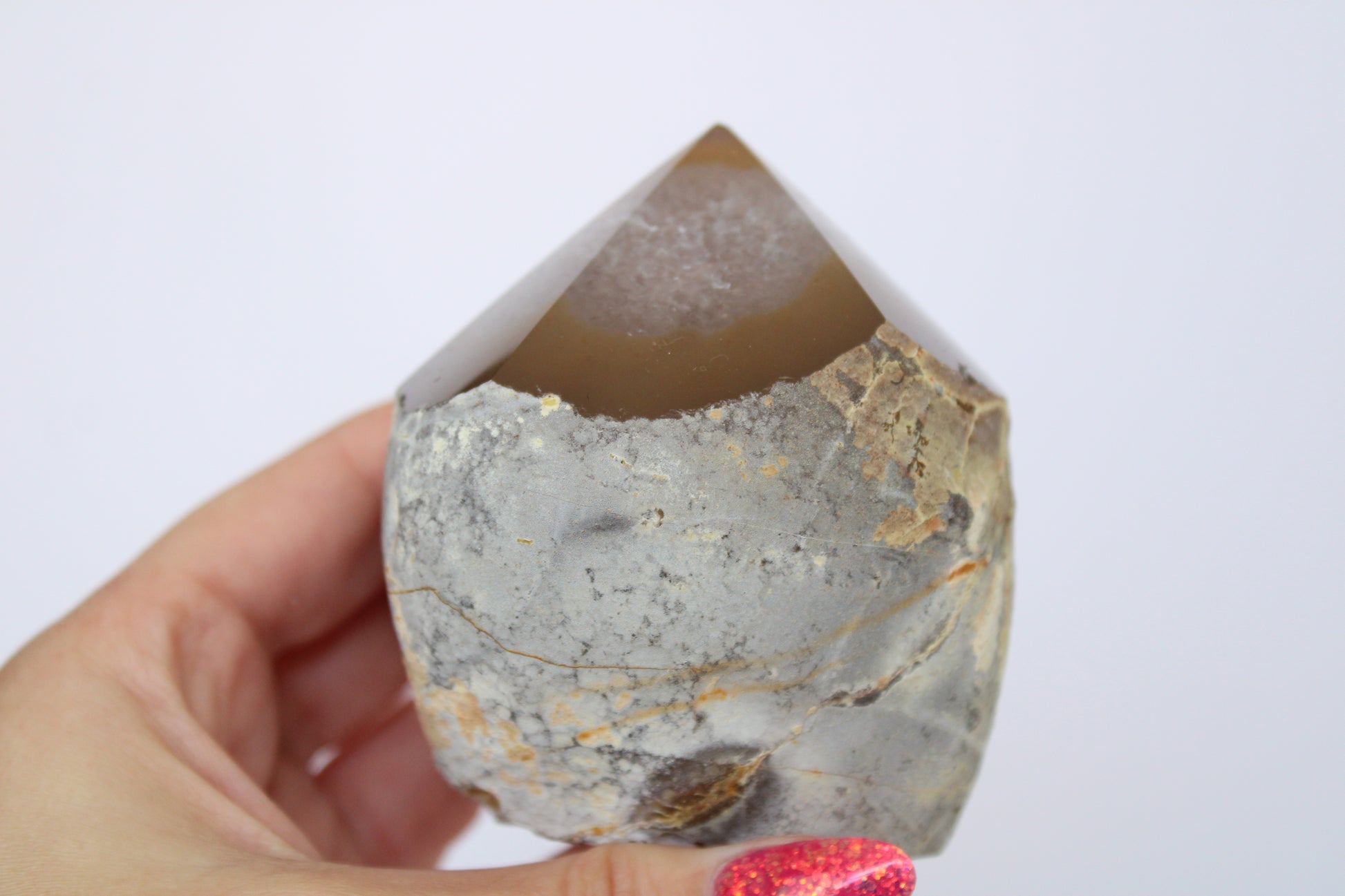 Agaat met amethist top polish - Gemstone Dreams