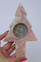 Roze amethist waxinelichthouder kerstboom - Gemstone Dreams