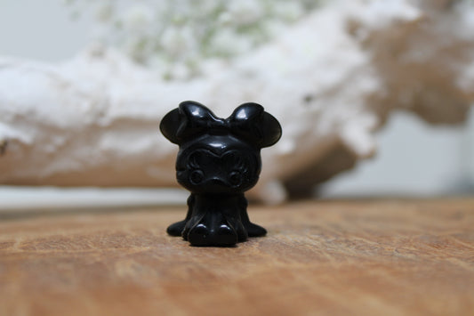 Mini Mouse carving zwarte obsidiaan