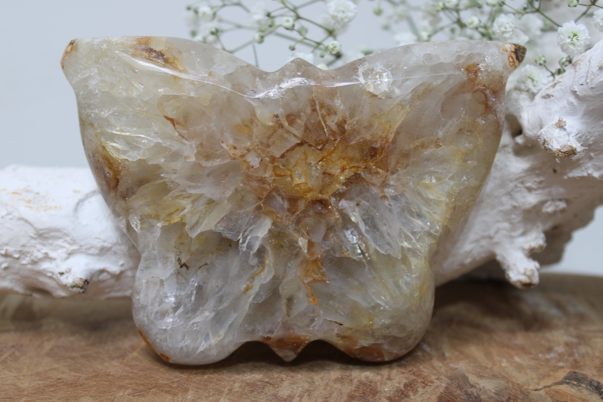 Agaat met golden healer vlinder - Gemstone Dreams