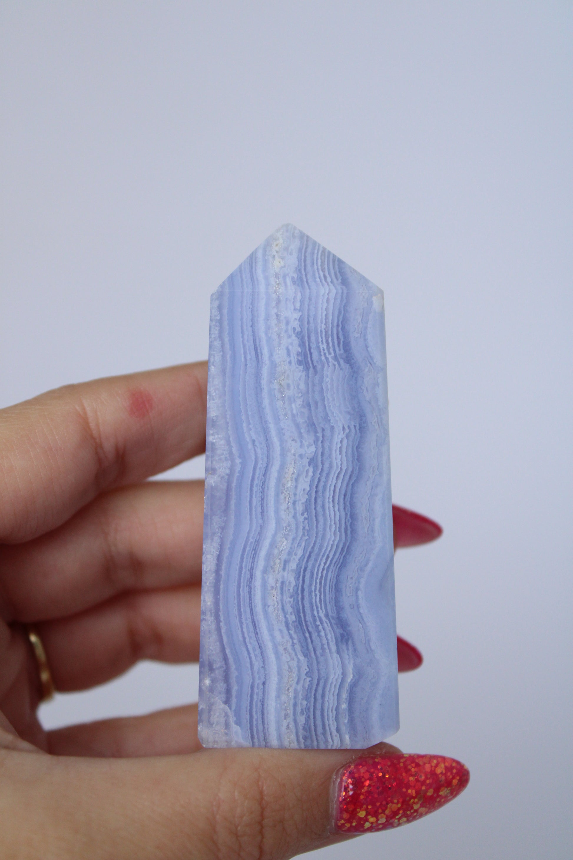 Blue lace agaat toren A+ kwaliteit - Gemstone Dreams