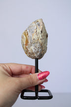 Agaat geode met amethist op standaard - Gemstone Dreams