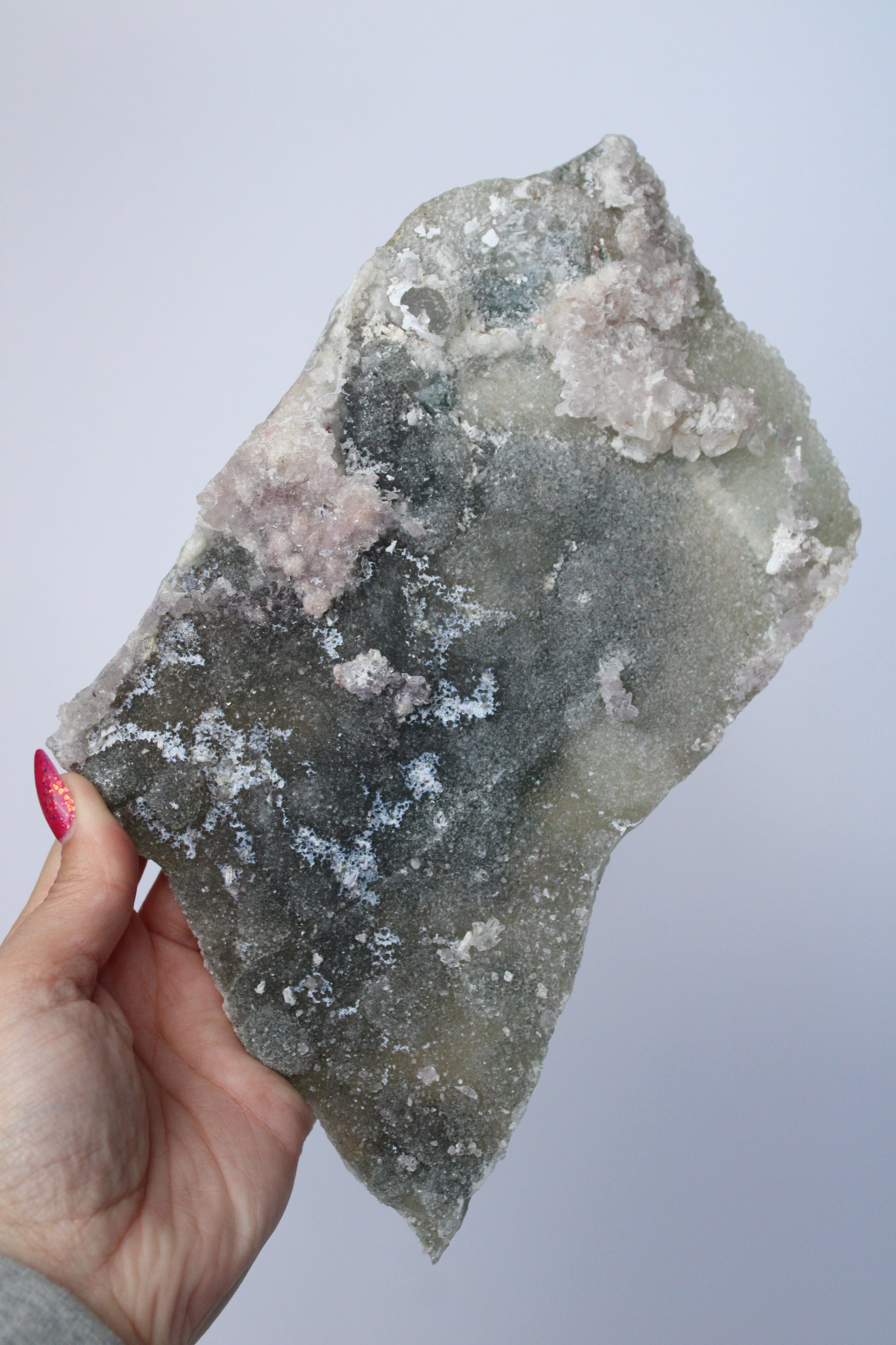 Flower amethyst groen/roze op standaard - Gemstone Dreams