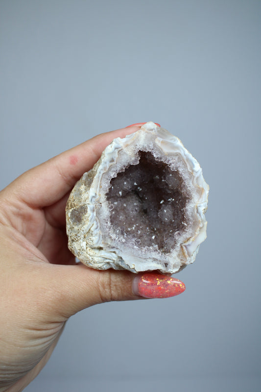 Roze agaat geode