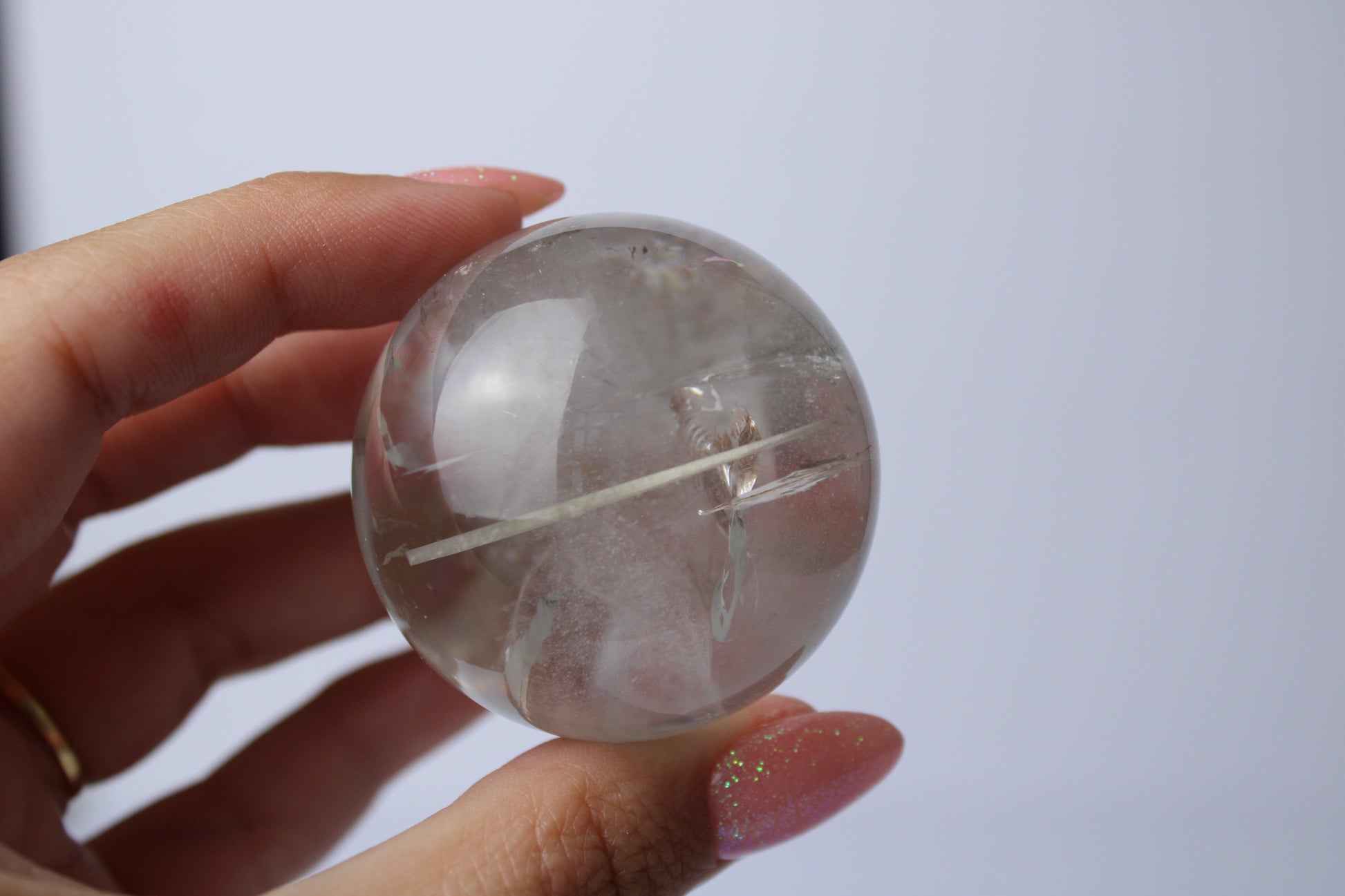 Bergkristal met rutiel sphere A+ kwaliteit - Gemstone Dreams