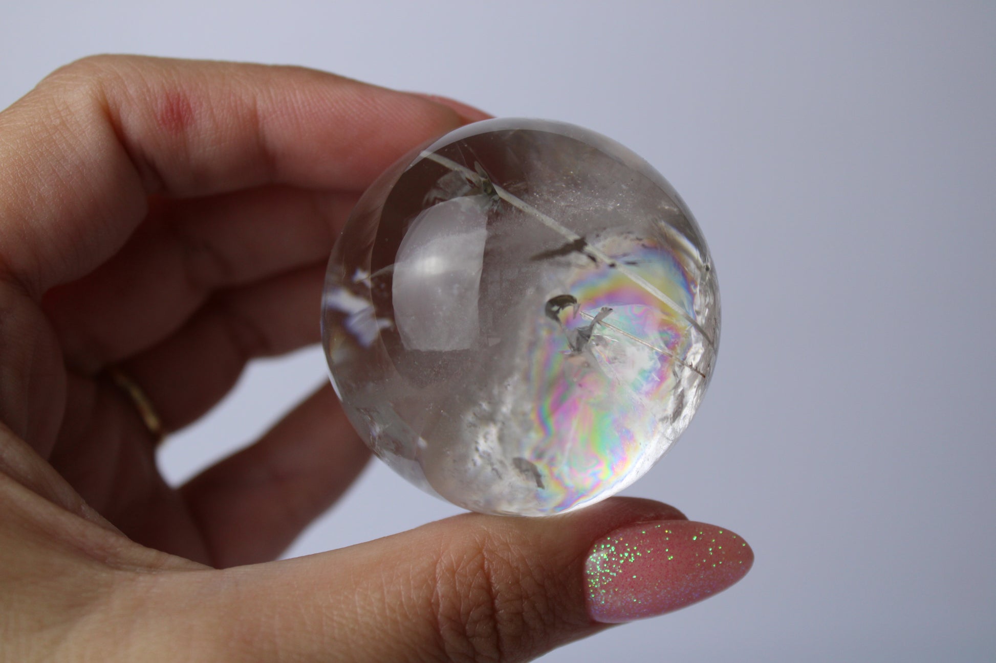 Bergkristal met rutiel sphere A+ kwaliteit - Gemstone Dreams