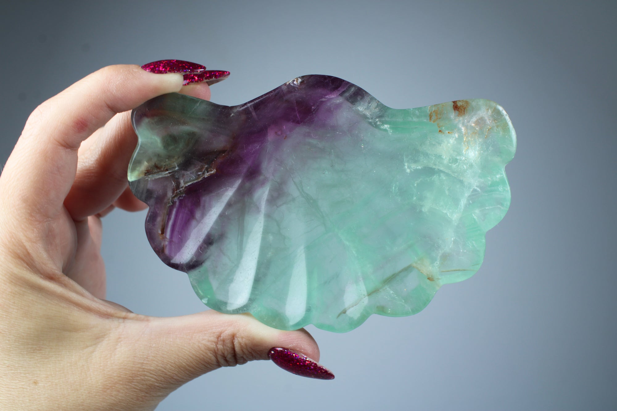 Rainbow fluorite shell