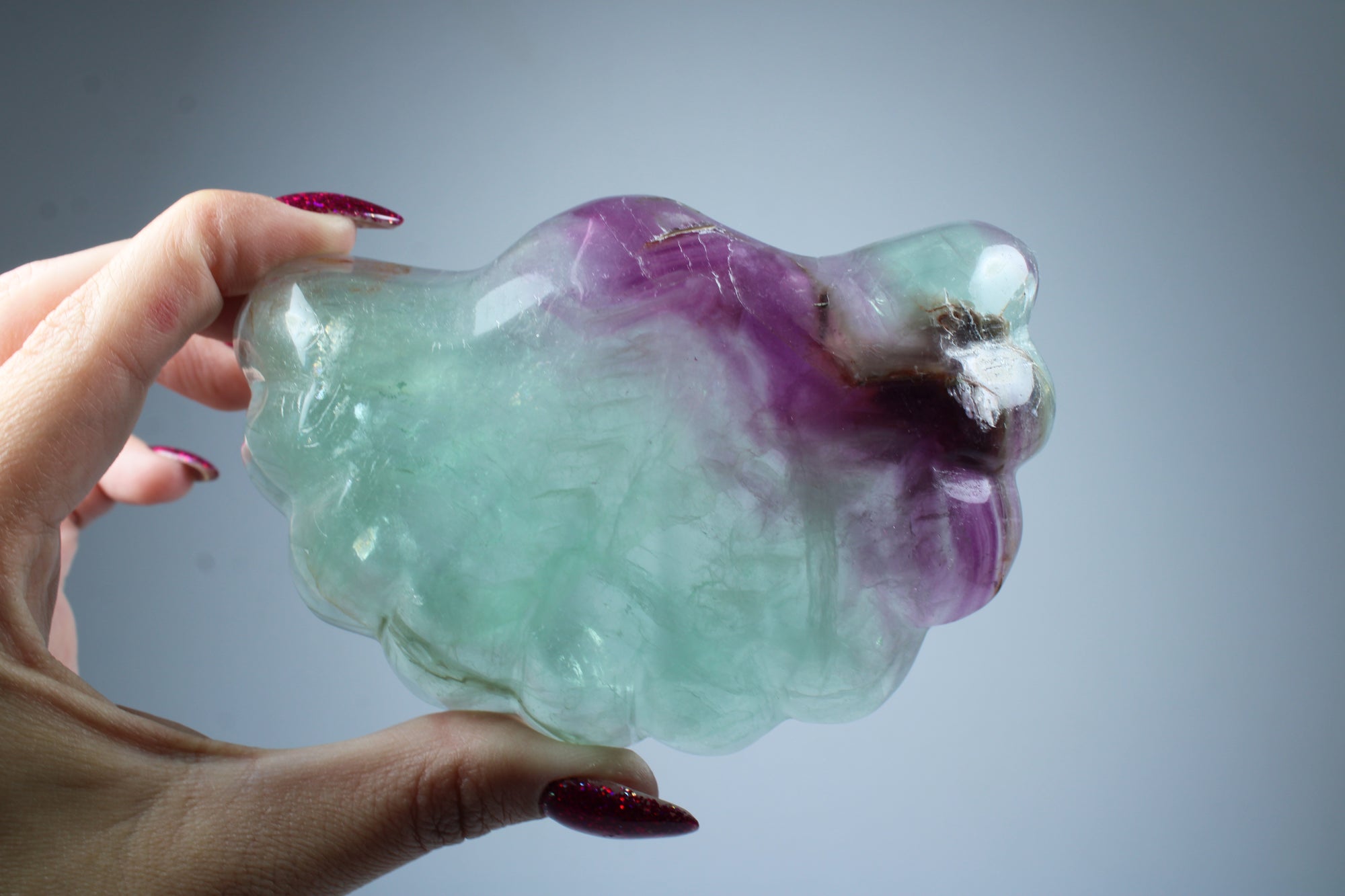 Rainbow fluorite shell