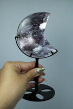 Purple mica moon on stand