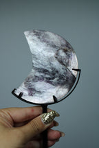 Purple mica moon on stand
