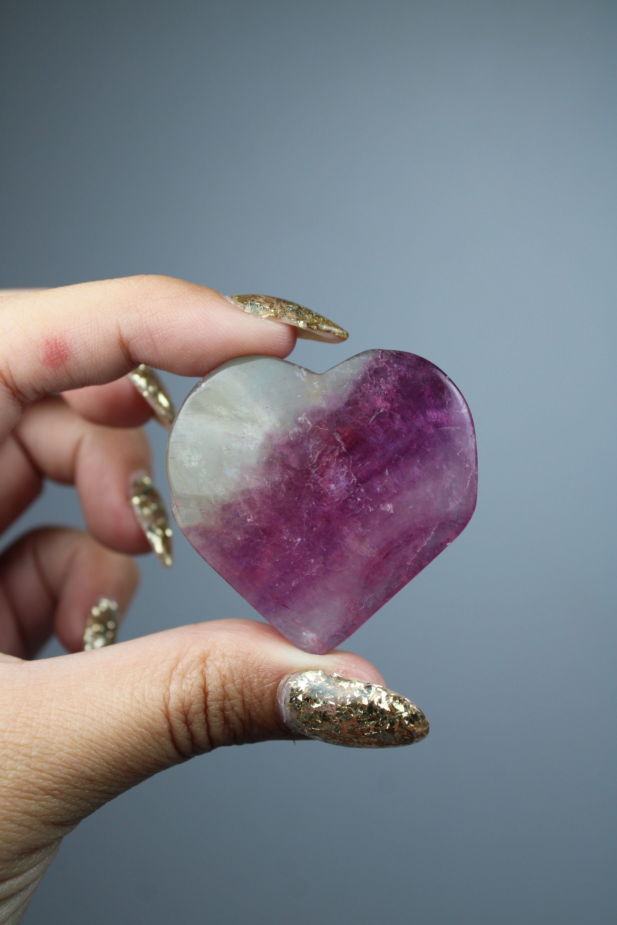 Rainbow fluorite heart