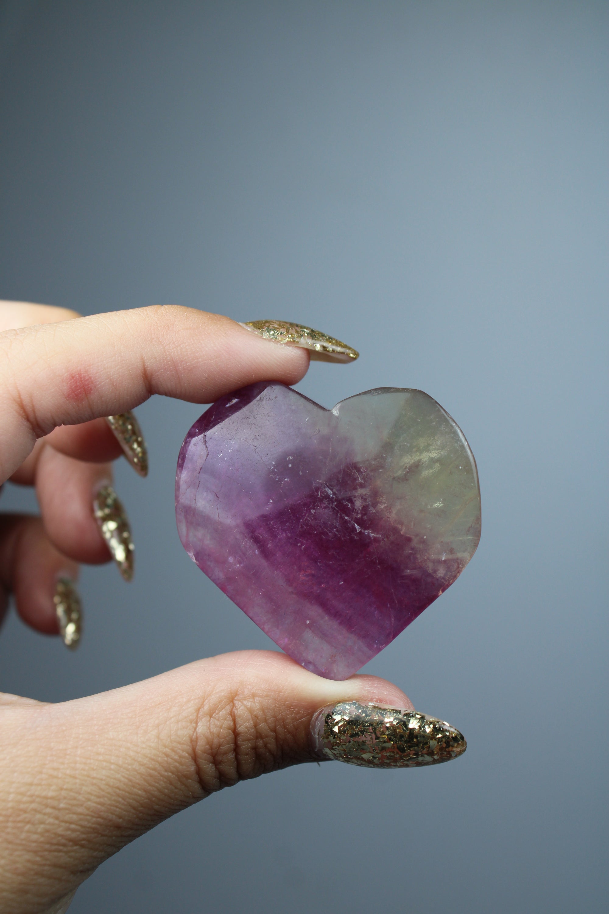 Rainbow fluorite heart