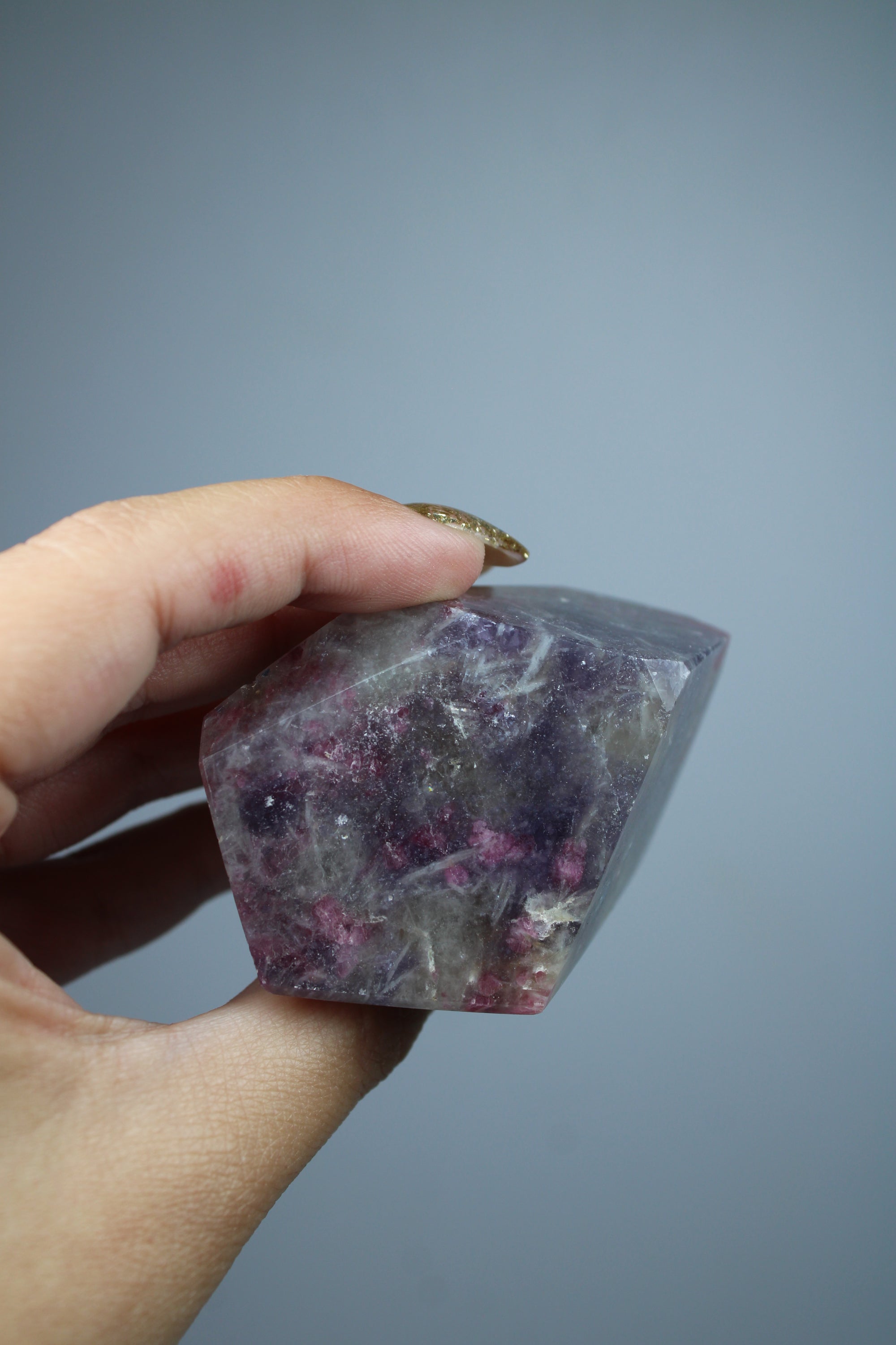 Lepidoliet met roze toermalijn freeform